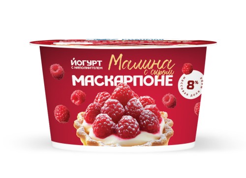 Йогурт с наполнителем "Малина с сыром маскарпоне" м.д.ж. 8% 150г РС