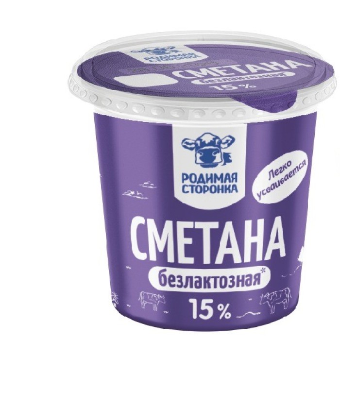 Сметана безлактозная 15 %, стакан 350 г РС 1