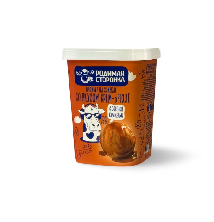 Мороженое пломбир на сливках со вкусом крем-брюле с сол. карам. «Нежная карамель» 15 % 1