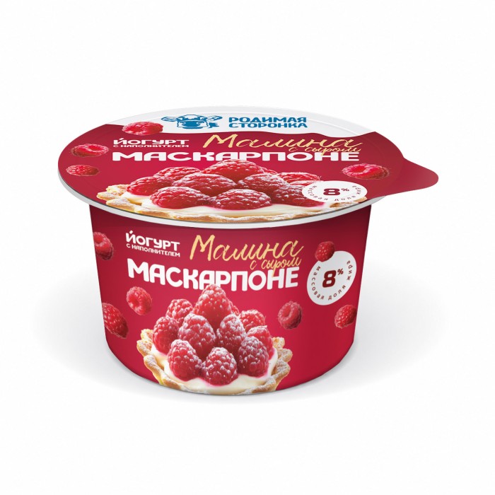 Йогурт с наполнителем "Малина с сыром маскарпоне" м.д.ж. 8% 150г РС 1