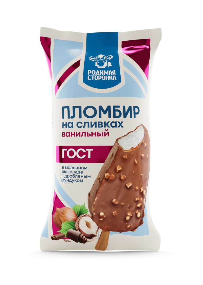 Пломбир ванильный в молочном шоколаде с дробленым фундуком 15% 1